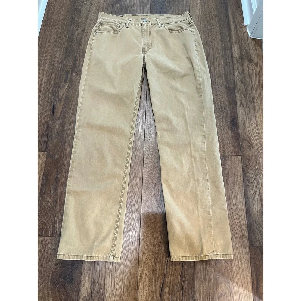 Levis‎ 514 Straight Fit Pants Mens 36x32 Tobacco Brown Tan Cotton Twill
